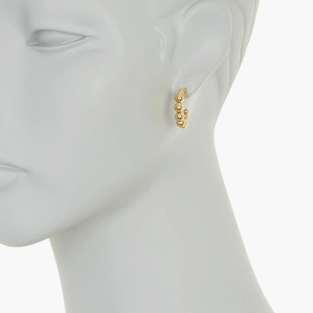 Nordstrom Rack Waterproof Metal Gold Orb Hoop Gold Earrings- NIP - Picture 2 of 2